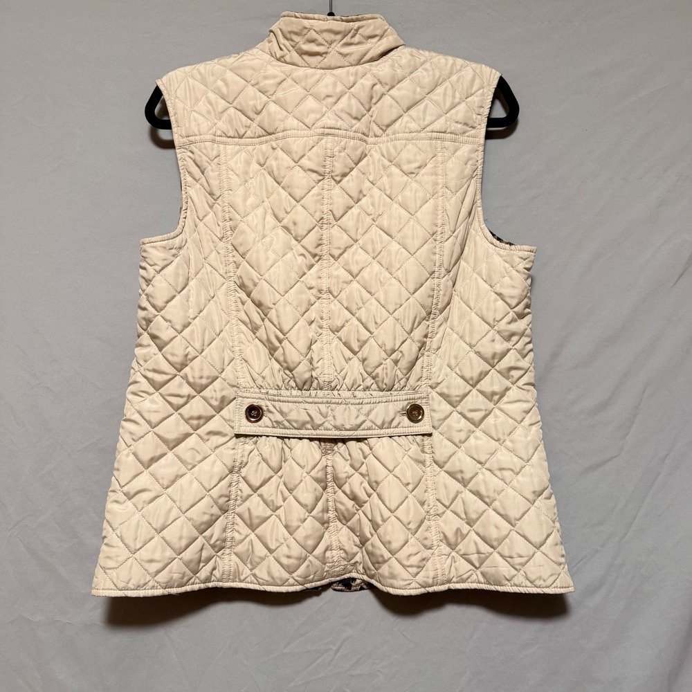 Charter Club Reversible Vest Leopard Print/Beige Soft Pockets Quilted Zip Sz XL - Picture 3 of 13